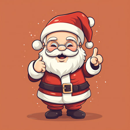 Santa Claus with thumbs up on the orange background. Christmas vector illustration. Generative AIの素材