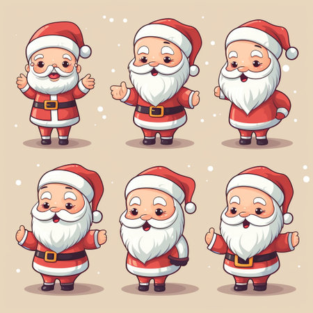 Cartoon Santa Claus set. Christmas and New Year vector illustration. Generative AIの素材