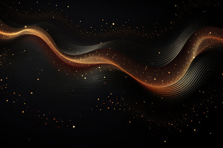Abstract black background with golden waves. Vector illustration for your design. Generative AIの素材
