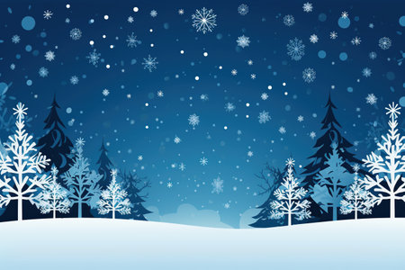 Winter landscape with trees and snowflakes. vector file. Generative AIの素材