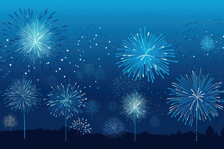 Fireworks New Year's Eve background. Vector illustration for your design. Generative AIの素材