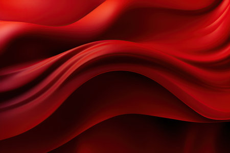 Abstract red background with smooth wavy silk or satin texture. Generative AIの素材