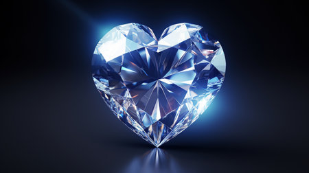 Diamond heart on black background. 3D illustration. 3D rendering. Generative AIの素材