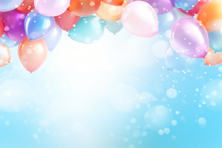 Colorful balloons on a blue bokeh background. Vector illustration. Generative AIの素材