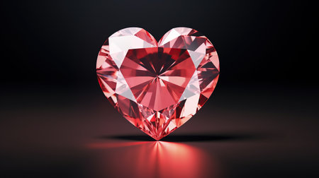 Red diamond on a black background. 3d rendering. Computer digital drawing. Generative AIの素材