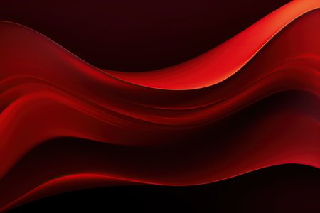 Abstract red background with smooth wavy lines. Vector illustration. Generative AIの素材