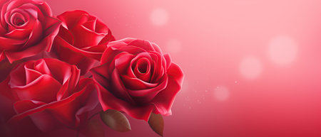 Valentine's Day background with red roses. Vector illustration. Generative AIの素材