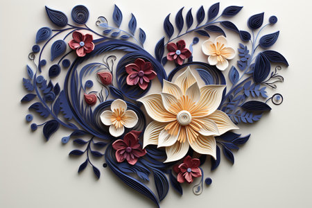 3d illustration of a stylized flower in the shape of a heart. Generative AIの素材