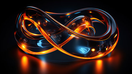 3d illustration of abstract background with neon lights. Glowing spiral. Generative AIの素材