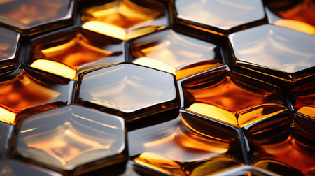 Close-up of honeycombs. Abstract background. 3d rendering. Generative AIの素材