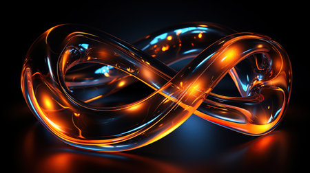 3d rendering of abstract technology concept with glowing lines on a black background. Generative AIの素材
