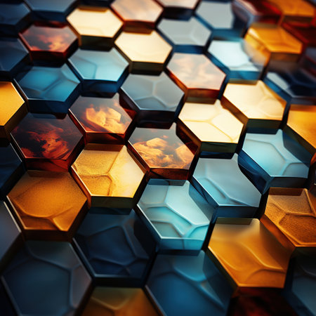 Abstract background of hexagons. 3d rendering, 3d illustration. Generative AIの素材