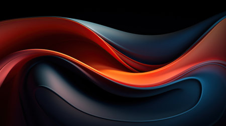 3d rendering of abstract wavy background with black and orange colors. Generative AIの素材