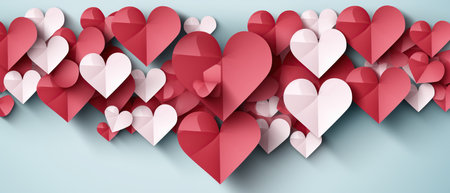 Valentine's Day background with paper-cut hearts. Vector illustration. generative aiの素材