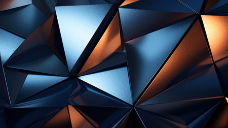 3d rendering of abstract geometric shapes in blue and brown colors. Computer digital background. Generative aiの素材