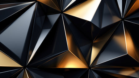 3d render, abstract geometric background, black and gold metal texture. Generative aiの素材