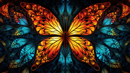 Macro closeup of fractal flower, Butterfly digital artwork for creative graphic design. Generative AIの素材