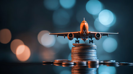 Aircraft symbolizing financial growth and investmentの素材