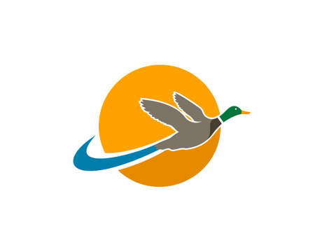 duck travel silhouette simple logoのイラスト素材