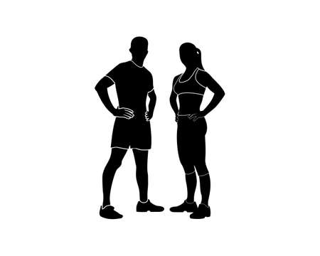 Couple Fitness Silhouetteのイラスト素材