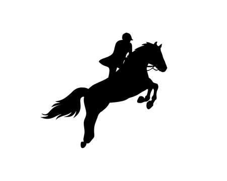 jockey riding horse jumping logoのイラスト素材
