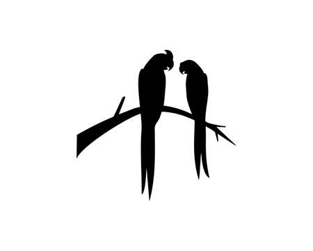 silhouette of couple parrotのイラスト素材