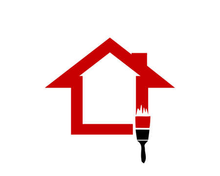 simple paint house in red colorのイラスト素材