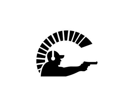 warrior shooting gun logo vectorのイラスト素材