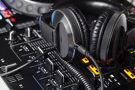 close up view on dj club equipment