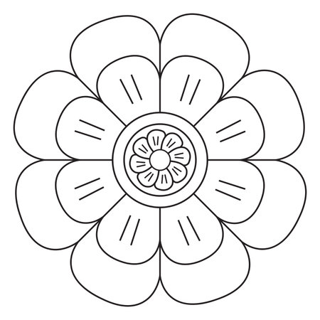 Black and white flower icon. Vector illustration for coloring book page.のイラスト素材