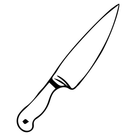 Kitchen knife on a white background. Vector illustration in sketch style.の写真素材