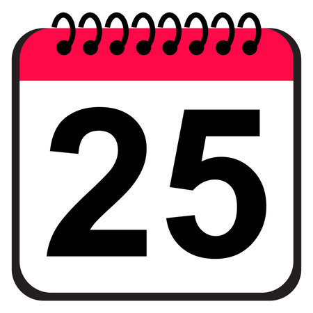 Vector illustration. Calendar icon 25. Flat style. Date or event reminder.の写真素材