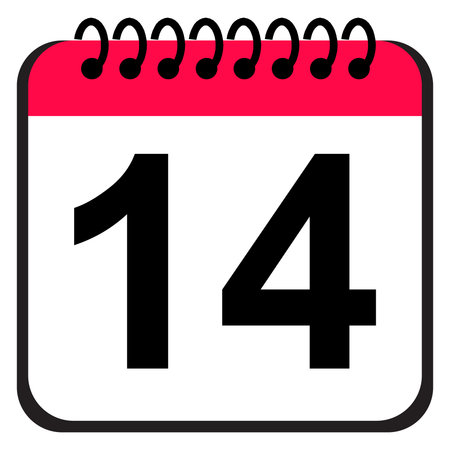 Vector icon calendar day - 14 July. Days of the year.の写真素材