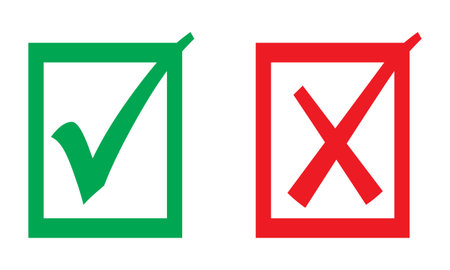 Check mark icons set. Green and red check mark symbols. Vector illustration.の写真素材