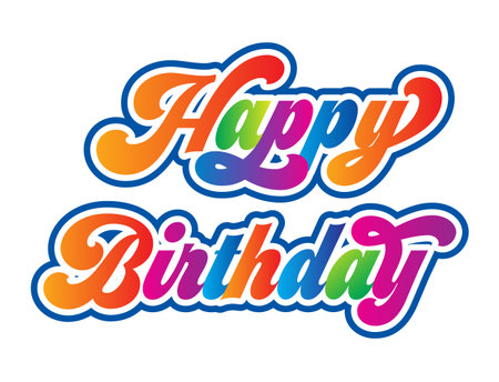 Happy Birthday lettering isolated on white background. Vector illustration for your designの写真素材