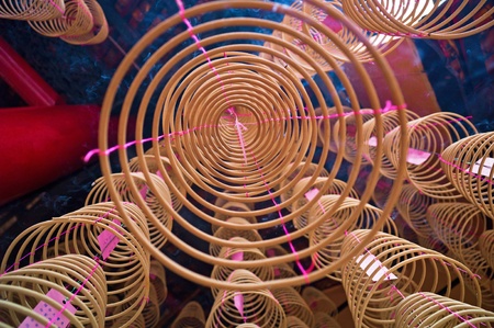 Incense spirals in taoist temple, China