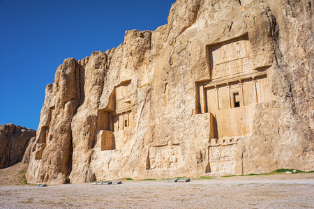Naqsh-e Rustam, tombs of the achaemenid Kings. Persepolis, Iran.の写真素材