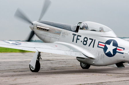 VASILKOV,UKRAINE -JULY 03, 2013. World War II era TF-51D fighter planeのeditorial素材