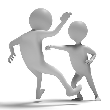 Two funny characters compete in karateの写真素材