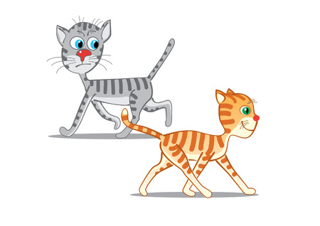 Two cute cats  Vector illustrationのイラスト素材