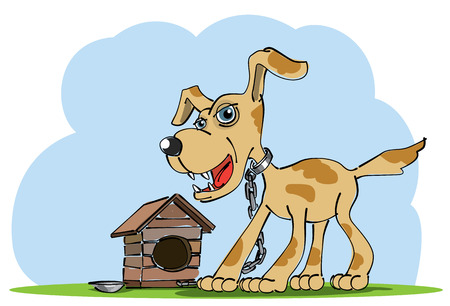 Watchdog stands near his house  Vector illustrationのイラスト素材
