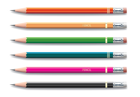 Pencils painted in different colors on white background  Vector illustrationのイラスト素材