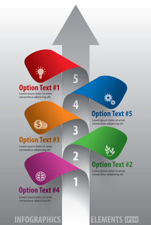 Set of infographics elements in the form of paper tapes and other flat shapes. For a variety of purposes. Vector illustrationのイラスト素材