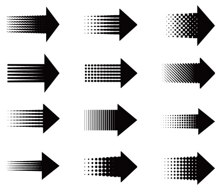 Set of universal decorative arrows with raster effect. Vector illustrationのイラスト素材