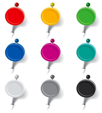 Set of pins in the form of multi-colored flags. Vector illustrationのイラスト素材