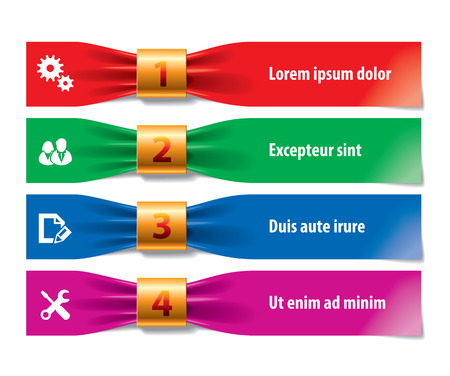 Set of infographic's elements in the form of paper tapes for various purposes. Vector Illustrationのイラスト素材