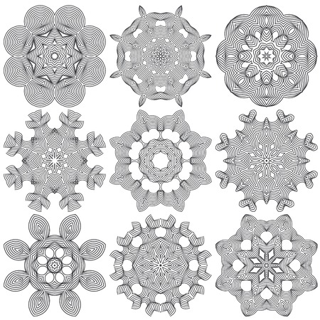 Set of openwork circular ornaments. Vector illustrationのイラスト素材