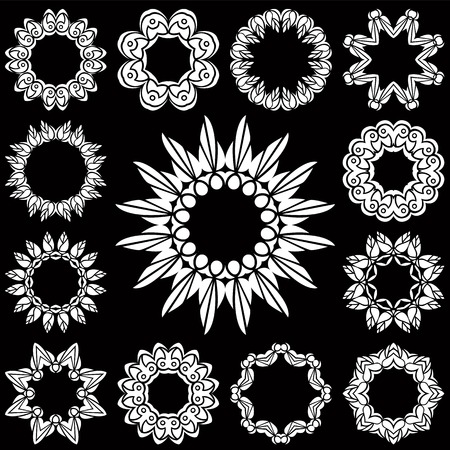 Set of geometrical ornamental round frames. Vector illustrationのイラスト素材