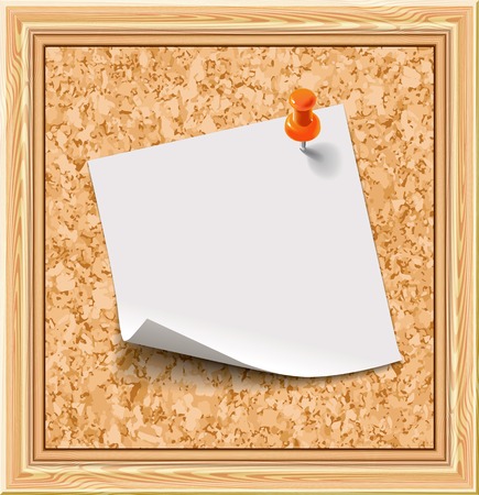 White sticker on the cork notice board. Vector illustrationのイラスト素材