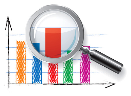Details of schedule enlarged by a magnifying glass. Vector illustrationのイラスト素材